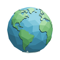 Fototapeta premium Geometric Polygonal Blue and Green Earth Globe