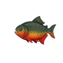 Fototapeta premium Red-bellied piranha fish swims in clear water.