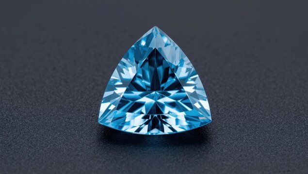 Natural blue topaz gem, trillion cut, mined from the earth for jewelry