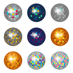 Set of 3D Rendered Textured Disco Balls