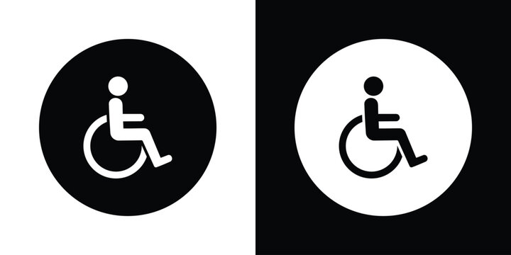 Accessible wheelchair symbol centered within a bold circular background. Clean monochrome icon design used for disability access signage, inclusive services, public facilities guidance, and universal 