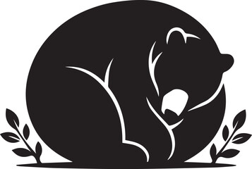 Obraz premium Sleeping Bear Curled Up Wildlife Silhouette