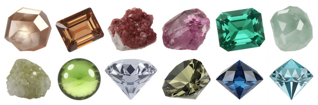 Assorted gemstones and precious stones colorful shiny