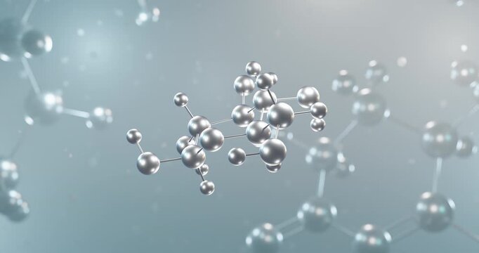 D-Glucose rotating 3d molecule, molecular structure of monosaccharide seamless video
