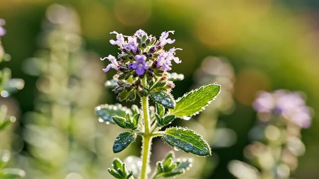 Close up of flowering plant with green leaves and blurry background