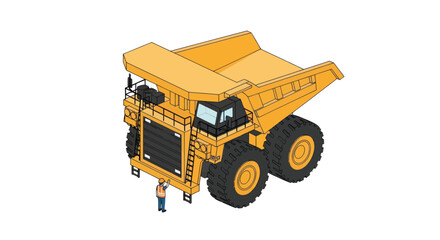 Large Yellow Mining Dump Truck Isometric Illustration. © Mukhamad