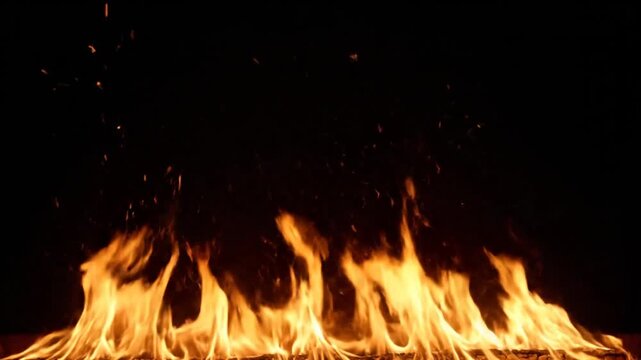 Flames burning on black background 1.