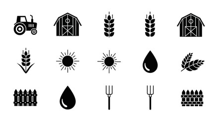 Agricultural Icons Set Vector Illustration. © gabriel