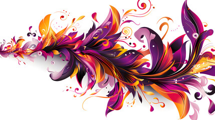 Fototapeta premium Vibrant abstract floral swirls ornamenting white background