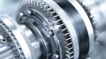 Fototapeta premium A detailed composition of metallic mechanical gears symbolizing business automation.