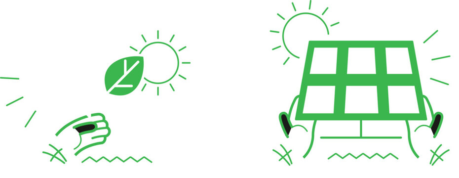 Harnessing solar energy with a leaf and solar panels for sustainable power generation