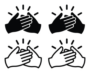 Obraz premium Four of Clapping Hands, Two Black, Two White, with Rays