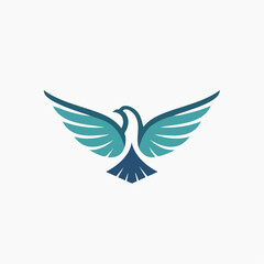 Obraz premium Dynamic and elegant bird logo design featuring an abstract eagle with expansive wings, symbolizing freedom, strength, and soaring aspirations