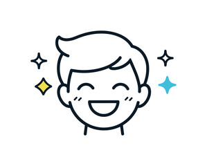 Fototapeta premium Joy and positive emotional wellbeing expressed through simple moments of happiness in everyday life, a smiling human face with small sparkling stars around it symbolizing lightness, optimism