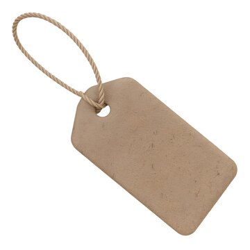A brown paper tag with a string attached, ready for labeling or gift wrapping.