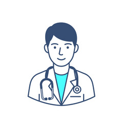 Fototapeta premium Medical Professional Male Doctor Illustration. Healthcare Worker Avatar with Stethoscope and Lab Coat for Health Services.