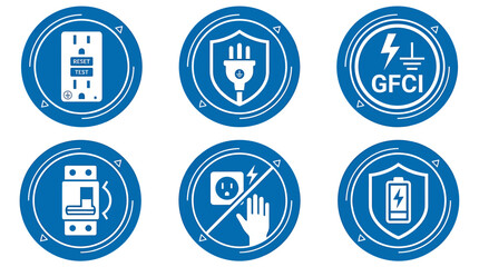 Fototapeta premium Collection of Blue Electric and Power Plug Icons for Technology and Energy Themes. Vector Icons Set