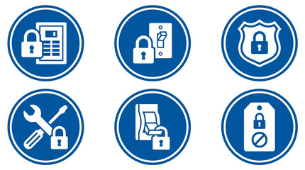 Fototapeta premium Security Lock Icons Set for Digital Privacy and Data Protection. Vector Icons Set