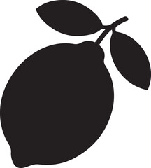 Lemon Fruit Icon with Leaves &ndash; Fresh Citrus Silhouette Vector
