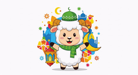Fototapeta premium Joyful Lamb Celebrating Eid al-Adha