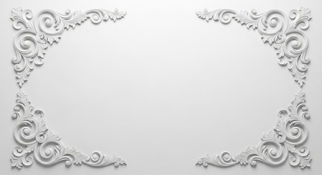 White Ornate Corner Flourish - Decorative Vintage Frame Elements
