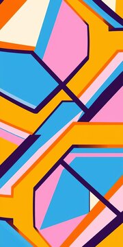 Bold geometric abstract pattern with sharp, interlocking lines and a vibrant, high-contrast color scheme, creating visual energy,  sharp,  abstract