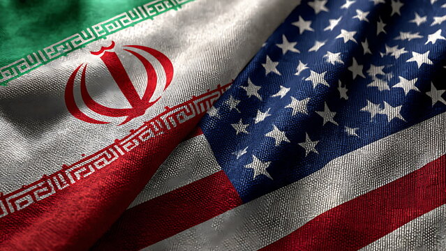 iranian flag and US america flag