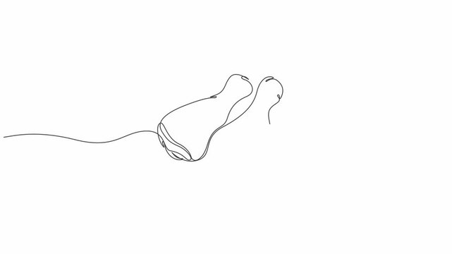 Animated self drawing of Continuous line drawing of Chicken leg with bone vector illustration. crispy fried chicken hand drawn minimalism style
