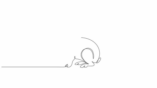 Continuous drawing line art of Easter rabbits. Self drawing line animation Easter Bunny Cute rabbit