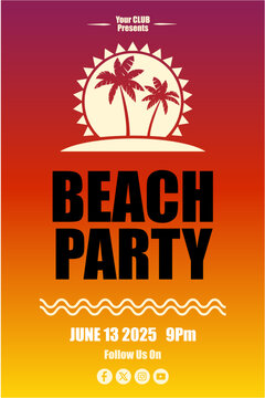 Beach party flyer Vibrant vintage-style