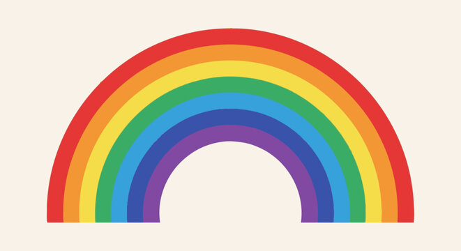 Vibrant Rainbow Colors in an Arc Shape.