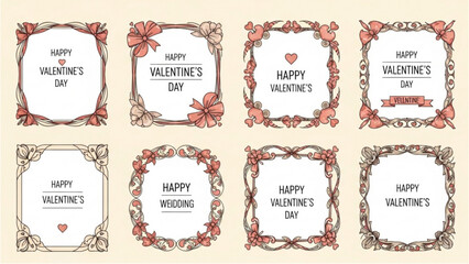 Valentine's Day celebration with various heart-shaped decorations and cards