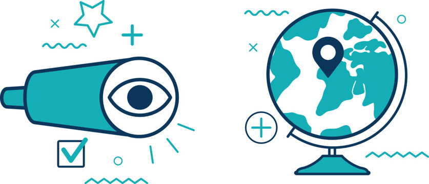 Exploring the world through observation and discovery with a telescope and globe
