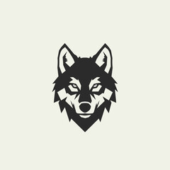 Fototapeta premium Stylized wolf head icon on cream background suitable for various applications