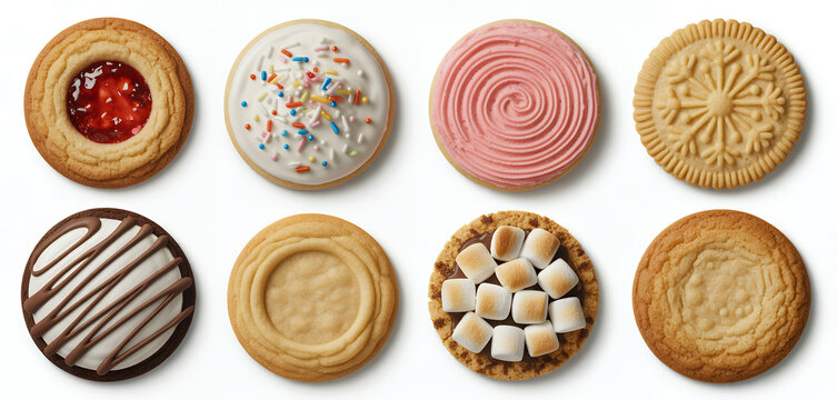 Different cookies on white background assorted cookies