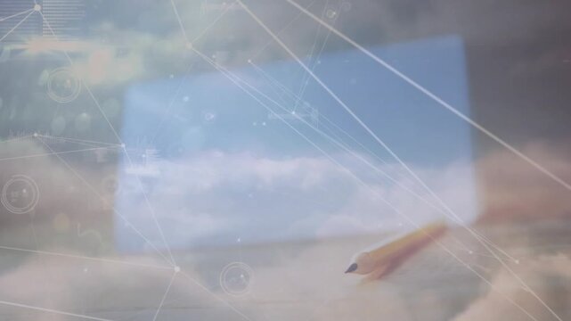 Cloudscape opening nodes, notepad tilting pencil angling, gauges floating to visualize data