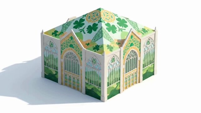 Decorative Paper House with Green Nature Design for Kids and Events.