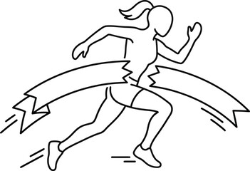 Obraz premium A determined athlete crossing the finish line with a sense of accomplishment