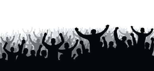 Angry groep of people protest. Cartoon group stickman are protestation, protest, manifestation, protesting, demonstration or activists. Silhouettes of a protesting crowd. Manifestation concept