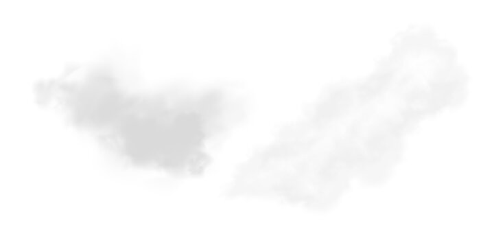 Abstract vector clouds, fog or smoke on an isolated transparent background. Dust cloud. Desert smoke. Sandstorm. 3D smog explosion. Cloud, smoke, png.