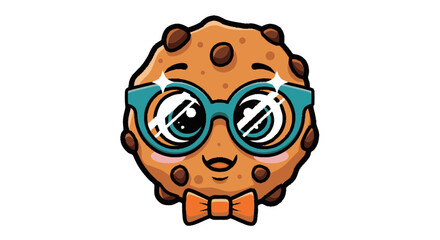 Fototapeta premium Cookie Character Wearing Glasses and Bow Tie.