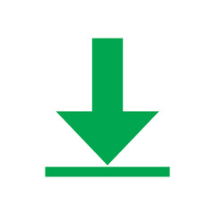 Downward-pointing arrow, clean green, with a horizontal line beneath it effectively signifies the successful completion of a digital download or the action of saving data.