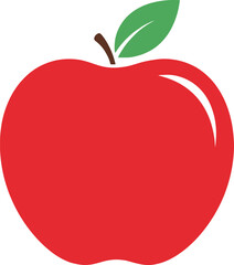 Fototapeta premium Vibrant red apple with a glossy white highlight, clean vector illustration on transparent backdrop