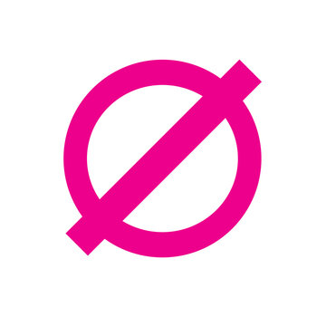 Stylized prohibition symbol, presented in a striking pink color, effectively conveys concepts of restriction, nullification, or an empty set for modern digital applications and creative projects.