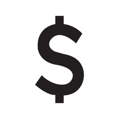 Dollar sign icon representing financial concepts such as money, wealth, investment, and economic growth on a clean white background, ideal for business graphics.