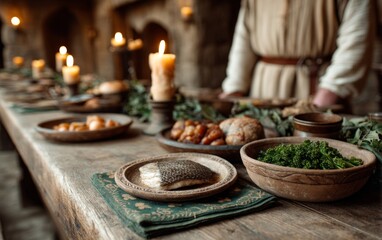 Fototapeta premium Traditional Irish Feast Table with Roasted Dishes