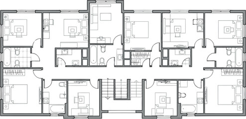 A blurry black and white floor plan image isolated on transparent background