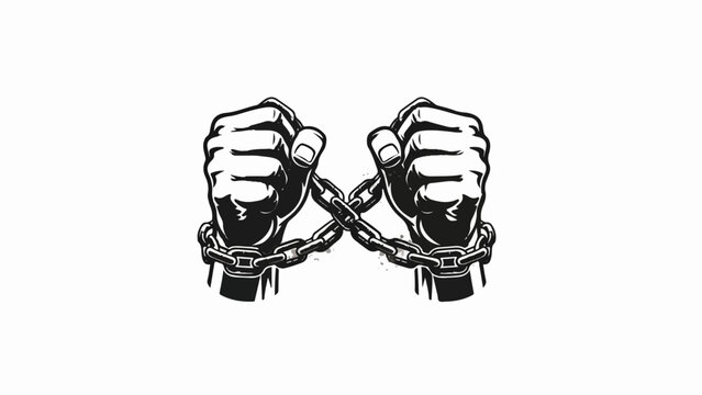 Two clenched fists chained together with metal links