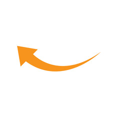 Orange curved arrow graphic pointing upward and right symbolizes growth and positive trajectory on a white background.