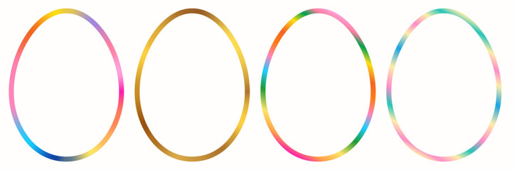Colorful vector gradient egg shaped frames, cute Easter borders for invitations and greeting cards © dollitude